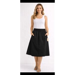 Creative Handicrafts Skirt Midi Elastic Waist Women XL Black NWT